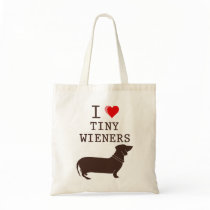 Funny I Love Tiny Wiener Dachshund Tote Bag