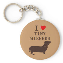 Funny I Love Tiny Wiener Dachshund Key Chain
