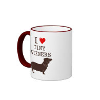 Funny I Love Tiny Wiener Dachshund Coffee Mugs