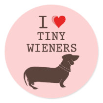 Funny I Love Tiny Wiener Dachshund Round Stickers