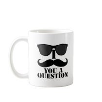 Funny I Moustache You A Question Black Sunglasses Coffee Mug