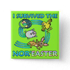 Funny I Survived the Nor'Easter Pinback Button=