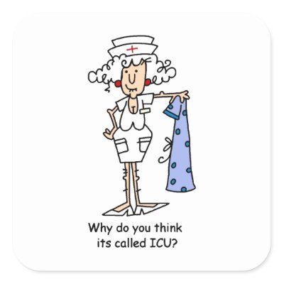 Funny Stickersshirts on Funny Icu Nurse T Shirts And Gifts Square Stickers By Nurse Doctor