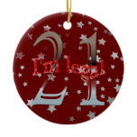 Funny I'm Legal 21st Birthday Stars Red Christmas Ceramic Ornament