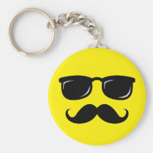 Funny incognito smiley mustache trendy hipster key chain