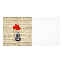 Funny Indian chief and heart balloons Photo Greeting Card
