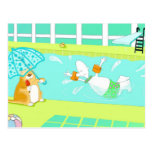 Funny indoors swimming postcard