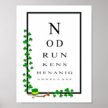 Funny Irish Eye Test Chart No Drunken Shenanigans Print