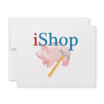 Funny iShop With Piggybank and Hammer invitations