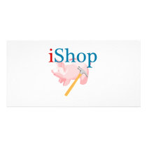 Funny iShop With Piggybank and Hammer Photo Greeting Card