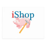 Funny iShop With Piggybank and Hammer Postcards
