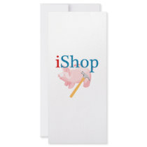 Funny iShop With Piggybank and Hammer rack cards