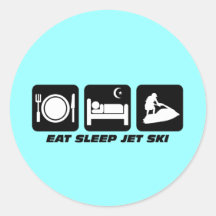 Funny jet ski round sticker