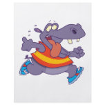 funny jogging hippo runner cartoon flyers