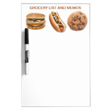 Funny Junk Food Grocery List Memo Dry Erase Whiteboards