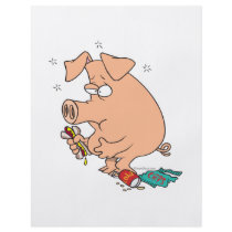 funny junk food stuffed pig with tummy belly ache flyer