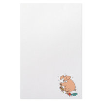 funny junk food stuffed pig with tummy belly ache stationery
