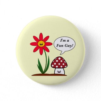 Funny Kawaii Mushroom button