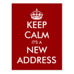Funny keep calm moving postcard for new address