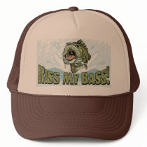 Funny Kiss My Bass Gift Ideas for Fishermen hats by mudgestudios Funny Kiss My Bass Gift Ideas for Fishermen hats