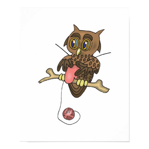 funny knitting owl print