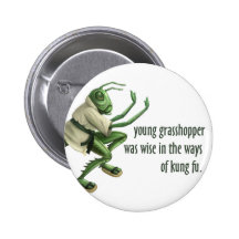 Funny Kung Fu Grasshopper Button