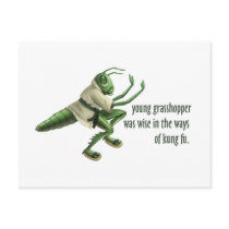 Funny Kung Fu Grasshopper Postcard