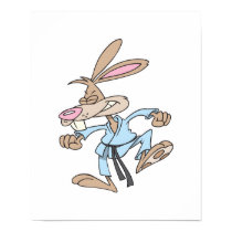 funny kung fu karate bunny rabbit posters