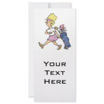 funny lady golfer cartoon graphic customized rack card