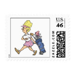 funny lady golfer cartoon graphic stamps