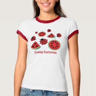Funny Ladybug and Watermelon Design Shirt zazzle_shirt
