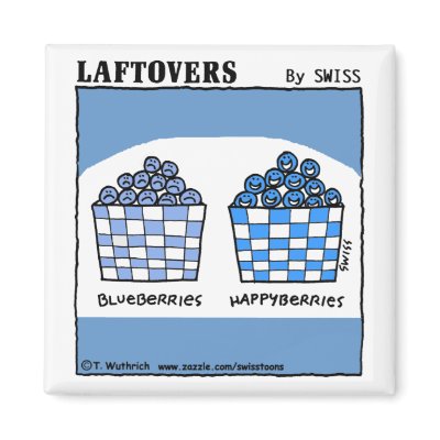 Funny Laftovers Blueberries Cartoon Kitchen Magnet by Swisstoons