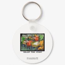 Funny Lawyer Cartoon Keychain "Salad Bar Exam"
