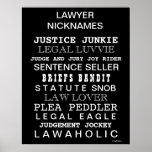 Funny Lawyer Nicknames and Synonyms Office Poster posters