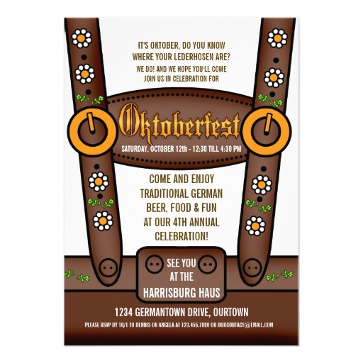 Funny Lederhosen Oktoberfest Party Invitations