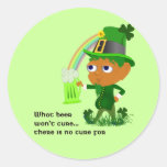 Funny Leprechaun Beer Sticker