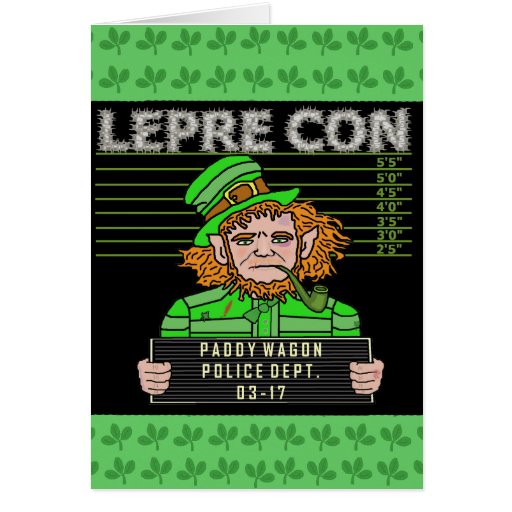 Funny Leprechaun Leprecon Mugshot Card | Zazzle