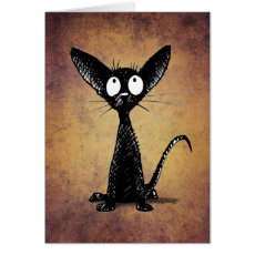 Funny Little Black Cat Art Custom Card