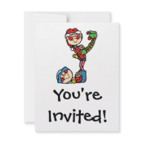 funny little christmas elves personalized invitation