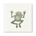 Funny Little Jumping Frog Holding Pink Heart magnets