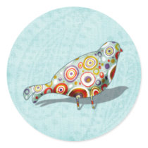 Funny Little Whimsical  Bird Round Sticker