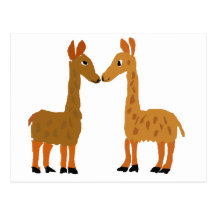 Funny Llama Love Primitive Art Postcard