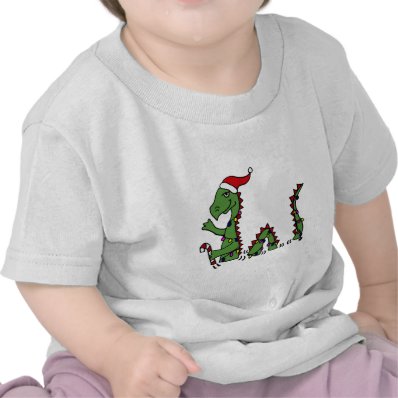 Funny Loch Ness Monster in Santa Hat Christmas T Shirt