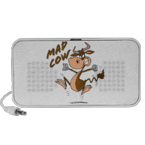 funny mad cow cartoon character ipod speakers
