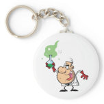 Funny Mad Scientist Holding Green Potion keychains