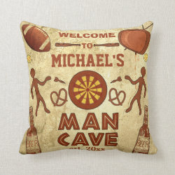 Funny Man Cave with Your Name Custom Throw Pillow