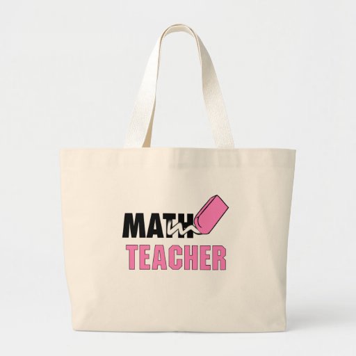 Funny Math Teacher Pink Eraser Tote Bags