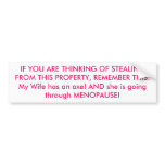 Funny Menopause Bumper Sticker