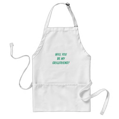 Funny Men's "WILL YOU BE MY GRILLFRIEND?" Aprons by Swisstoons