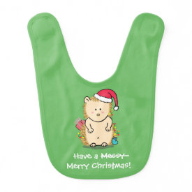 Funny Messy Merry Christmas Hedgehog Baby Bibs